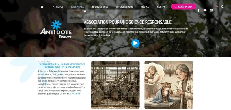 Aperçu de la refonte du site Antidote Europe Gif de la refonte du site Antidote Europe